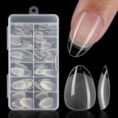 120 片/盒磨砂短杏仁假指甲贴片美甲 DIY 沙龙美甲艺术法式指甲贴片美甲用品指甲