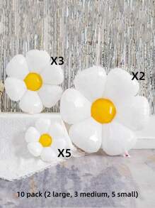 10pcs/Set Flower Shaped Balloon(2 Large, 3 Medium, 5 Small), 5pcs/Set S/M/L Sunflower Balloon, Oversized Floral Balloon For Photography Background Prop And DIY Balloon Decor Stickers, Multi-Option Daisy Foil Balloon Set For Fashion Party Decoration, Birthday, Wedding, Suitable For Party, Birthday, Gathering, Holiday Decor, Can Be Inflated With Helium Modern Floral Shaped Decoration Balloon