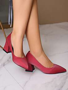 Tacones de plataforma rojos sólidos de estilo europeo y americano para mujer, elegantes y versátiles para fiestas, cumpleaños, bodas, adecuados para la oficina y los negocios, nuevos lanzamientos para primavera/verano 2025 - Rojo - Ver 6