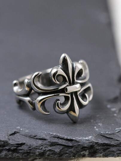 1pc Punk Style Stainless Steel Ring, Cool Gift For Men, Party Accessory