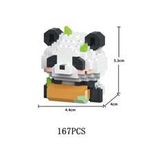 Cartoon Panda Building Blocks Kawaii Anime Figure Mini Assembly Toy Bricks Give Children Unique Educational Toys Best Birthday Present Ever - Multicolor - View 6