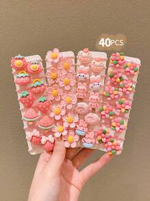 20/30/40pcs Girls Colorful Cute Cartoon Hair Scrunchies