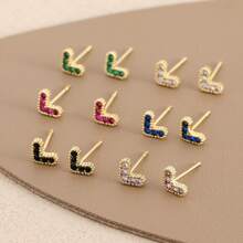 1 paire de boucles d'oreilles cloutées au cœur mini élégantes et à la mode en zircone cubique, avec plusieurs couleurs, pour le port quotidien, les rendez-vous, les cadeaux de la Saint-Valentin pour femmes