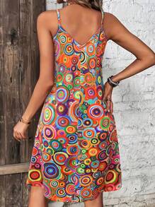 Women's V-Neck All-Over Print Mini Dress - Sexy Vacation Beach Dress, Flowy Summer Party Dress For Women,Casual Summer Outfits For Women, Leisurely Summer Dresses For Women,Daily Vacation Outfits Women
