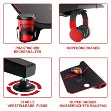 DEVOKO 140X60cm Gaming Desk, Home Office Gamer Desk, Computer Table With Large Carbon Fiber Desktop - Black - View 3