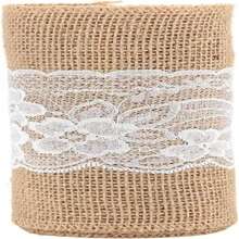 Ruban de jute avec dentelle 15 cm x 275 cm ruban de jute naturel ruban de dentelle ruban de jute artisanal vintage ruban décoratif ruban de jute ruban de jute en dentelle blanche ruban de lin adapté aux cadeaux de fête de mariage
