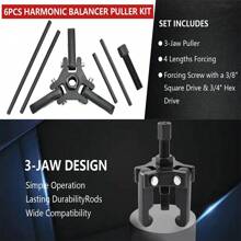 Harmonic Balancer Puller Pulley Crank Removal Kit Engine Motor Rod Auto LS GM - Black - View 5