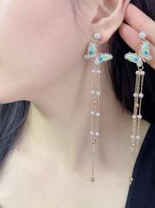 优雅流苏耳环，时尚蝴蝶装饰耳环，适合女性的礼物 - 彩色 - 查看 5
