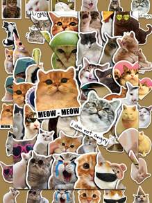 50pcs Of Cat Stickers, Perfect For Decorating Scrapbooks, Notebooks, Phones And Laptops, PVC Stickers Are Tear Resistant And Leave No Residue After Removal. Multifunctional Stickers Add Fun And Color To Your Daily Routine Or Gift Wrapping! - Multicolor - View 4