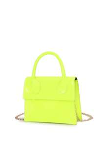 Fashion Mirror Glossy Patent Leather Chain Handbag - Yellow - View 3