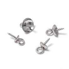 30 pezzi Cappucci di perle in acciaio inossidabile, fermagli, ganci, perline con foro superiore, tappi, accessori per la creazione di gioielli fai-da-te, charms e connettori - Argento - Visualizzare 12