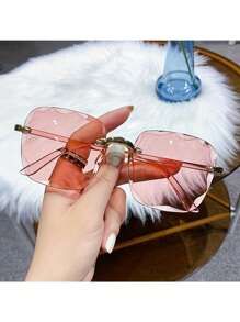 نظارات موضة نسائية بدون حافة مربعة الشكل، نظارات الموضة للرجال والنساء لفصل الصيف والسفر (لا يتضمن علبة النظارات) للعطلات الشاطئية والخارجية والسفر