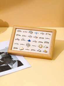 Walnut Color Jewelry Tray, Elegant Velvet Earring Ring Display Stand, Jewelry Organizer Showcase Gifts Women Girls Back To School - Multicolor - View 14