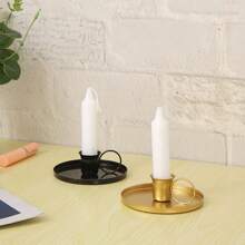 1pc Elegant Iron Candle Holder - Floor Standing, Creative Gold And Black Metal Decorative Candle Holder, Suitable For Easter, Weddings And Everyday Use, To Create A Warm Home Atmosphere