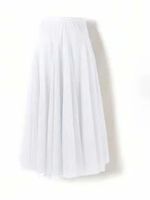 1pc Fluffy Black Tulle Maxi Skirt, Elegant Pleated Skirt, Women Ballroom Dance Dress, Female Skirt