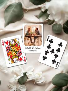Carte da gioco personalizzate con foto, carte da poker personalizzate e impermeabili con scatola regalo per matrimoni e feste - stampa parziale - Multicolore - Visualizzare 3