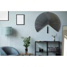 Wall Decor,Japanese Wall Fan Decor,Large Bamboo Fan Wall Art For Boho Hanging Headboard,Decorative Folding Fan For Over Bed Decorations,Large Wall Dcor (Ivory, 48inch) - Màu xám đen - Xem 7