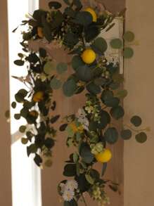 Lemon Daisy Eucalyptus Style Decorations, Suitable For Spring/Summer, Valentine's Day, Mother's Day, Room, Office, Bedroom, Wedding, Table Center, Furniture, Stair Railing Decor Easter Gifts Birthday Graduation,Fall Decor,Autumn