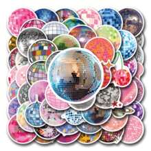 55 件装 70 年代 80 年代迪斯科球贴纸适用于瓶子笔记本电脑行李剪贴簿复古趣味美学贴纸包小乙烯基贴花 - 彩色 - 查看 5
