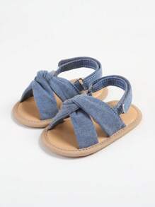 Sandal Bayi/Balita Perempuan Motif Bunga dengan Sol Lembut, Cocok untuk Bayi Baru Lahir, Balita yang Belum Bisa Berjalan, dan Sepatu Bayi. - Dusty Blue - View 4