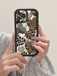 1 Piece Black Leopard & Butterfly Pattern Tempered Glass Camera Lens Protector Phone Case, Anti-Drop & Scratch Resistant, Compatible With Apple/Redmi/Infinix/Vivo/Oppo