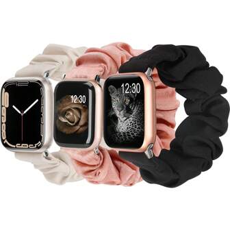 3pcs Women Fabric Soft Texture Wrist Band Compatible With Apple Apple Watch 49mm 45mm 44mm 42mm, Compatible With Apple Watch Series Ultra/SE/8/7/6/5/4/3/2/1