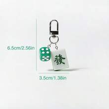 1pc Creative Mahjong Charm Pendant, Simple Backpack Key Chain Decoration, Gift, Daily Accessories, Student Supplies, Chinese Style