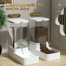 Automatic Cat Feeder & Water Dispenser With Gravity Food Storage Container For Cats And Dogs
