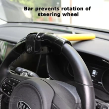 Universal Steering Wheel Lock For Cars, Heavy Duty Anti-Theft- 2 Keys UK- - Black and Yellow - View 4