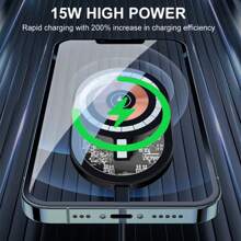 Cargador inalámbrico magnético para automóvil de 15W (Máx) de carga rápida, con potente atracción magnética, específicamente compatible con las series iPhone 16/15/14/13/12, un imprescindible para conductores