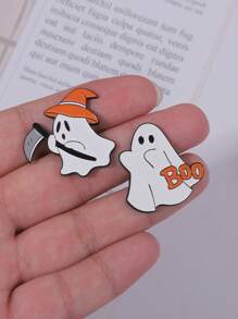1pc Creative Cartoon Halloween Series Pumpkin Head Ghost Unique Design Metal Lapel Pin - Multicolor - View 3
