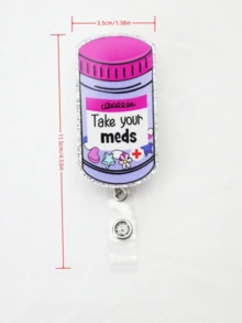 1pc Retractable Medicine Badge Reel Holder - ID Clip, Name Tag, Nurse Doctor Volunteer Employee Accessory, Easy To Use, And Convenient - Purple - View 9