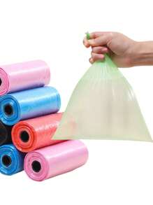 75pcs/5 Rolls Disposable Trash Bags, Baby Diaper Changing Solid Color Trash Bags, Convenient To Carry, Car Trash Bags, Suitable For Outdoor St, Living Room Bathroom, Baby Room Cleaning Trash, Color Random