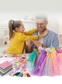 378 件全新 DIY 手工娃娃衣服设计材料套件，女孩制作衣服和配饰的工艺用品，审美发展和动手能力培养，生日/节日礼物 - 彩色 - 查看 4