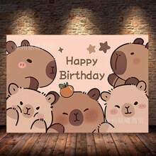 Cute Capybara Balloon Animal Design Balloons Pastel Decoration Kit Birthday Party Decorations Capybara Backdrop Sweet Birthday - Multicolor - View 11