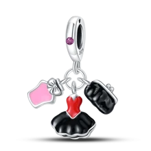925 Sterling Silver Women's Jewelry Lipstick Perfume High Heels Imitation Series Charms Dress And Flower Charms Red High Heels Charms Suitable For Women's Bracelets DIY Jewelry Making And Daily Clothing Matching Jewelry Decoration Suitable For Girls
