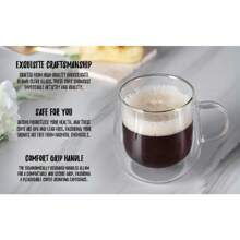 Bacimi Double Wall Borosilicate Clear Glass Coffee Tea Cups 10oz / 290ml 2 Pack - 1 - View 6