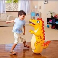 1 Piece Kids Dinosaur Inflatable Boxing Bag - Durable PVC, Outdoor Sports And Fun, Suitable For Ages 3-6, Yellow, Green, Rose Red, Dinosaur Toys Available