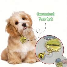 1pc Personalized Heart-Shaped Pet ID Tag, Zinc Alloy Material With Rhinestones And Bell, Dog And Cat Collar Pendant, Engraved Pet Name And Contact Info, Accessory To Prevent Pet Loss, Ideal Pet Gift - Multicolor - View 2