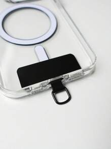 1pc Ultra-Thin Stainless Steel Phone Lanyard Patch Gasket, Cellphone Strap Parts Replacement, Lanyard Connector - Back Attached Soft Film Does Not Damage The Phone