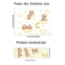 1pc Cute Sleeping Baby Beer Wall Stickers, Moon And Stars DIY Art Wall Decals Removable Vinyl Peel And Stick For Boys Or Girl Kids Baby Nursery Bedroom Toddler Room Kindergarten Decorations