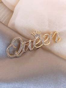 1 szt. Stop cynkowy śliczna litera "KRÓLOWA" broszka dla kobiet, styl japoński przypinki dekoracyjne na sweter, płaszcz, akcesoria do garnituru