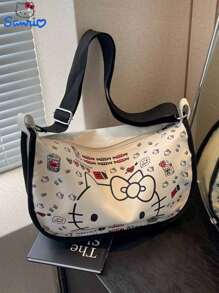 Sanrio Sanrio KT Cat Crossbody Canvas Bag Women's Shoulder Bag Cartoon Cute Dumpling Bag, Large Capacity Storage Bag