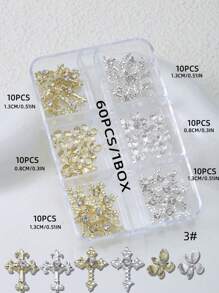 Y2K 指甲饰物 1 盒（60 件）3D 合金 DIY 礼物，适合女孩美甲宝石美甲用品，适用于多种配饰装饰指甲手机壳鞋子衣服包包工艺品 - 彩色 - 查看 4