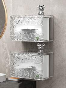 1pc Wall Mounted Tissue Holder,Glacier Pattern Paper Organizer Dispenser,Large Tissue Storage Box For Kitchen,Bathroom,Home, Office