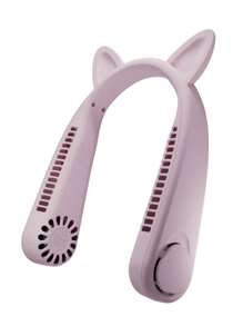 Mini ventilateur de cou, ventilateur à licol en forme d'animal de compagnie mignon, 3e génération de petit ventilateur USB rechargeable avec sortie vortex, 3 vitesses réglables, ventilateur portable pour la maison/le bureau/l'extérieur, cadeau pour les amies/les enfants ; décoration de corne polyvalente DIY