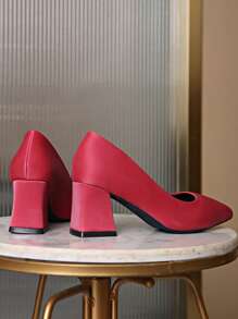 Tacones de plataforma rojos sólidos de estilo europeo y americano para mujer, elegantes y versátiles para fiestas, cumpleaños, bodas, adecuados para la oficina y los negocios, nuevos lanzamientos para primavera/verano 2025 - Rojo - Ver 8