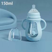 1pc 150ml/240ml Baby Glass Milk Bottle, Wide Mouth Anti-Colic Anti-Drop With Silicone Anti-Fall Sleeve