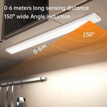 2pc - LED Motion Sensor Under Cabinet Light, USB Rechargeable Kitchen Light Strip, Induction Light, Wardrobe Lighting, Adjustable Color Temperature, Suitable For Kitchen, Wardrobe, Stairs