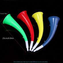 2 件装活力大号牛角口哨 - 塑料，运动主题啦啦队和足球迷道具，无需电池，带挂绳 - 黄色、蓝色、红色、绿色